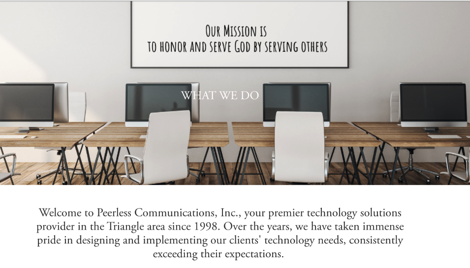 Peerless Communications Before Screenshot